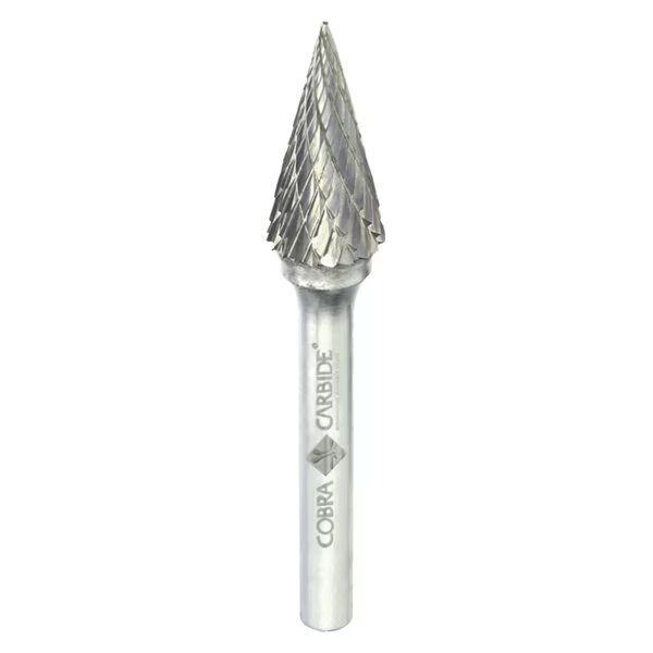 Carbide Burr, Double Cut Shape M Included Angle 12°, SM-41, 1/8, Cobra Carbide, Mfr#: 11343